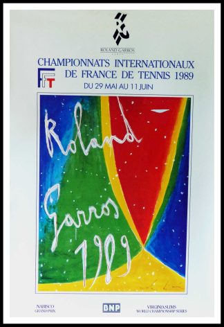 Affiche ancienne originale sport - Championnat internationaux de France de Tennis - Nicola de MARIA 1989