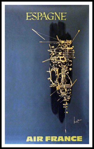 affiche ancienne originale de voyage - Georges MATHIEU - Air France Espagne, 1967
