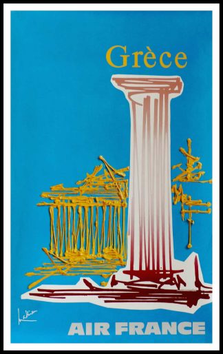 affiche ancienne originale de voyage - Georges MATHIEU - Air France Grèce - 1967