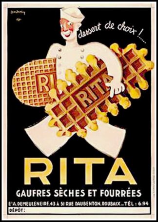 Original vintage advertising poster,  Rita Biscuits -  Léon DUPIN 1933