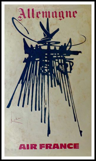 affiche ancienne originale de voyage - Georges MATHIEU - Air France Allemagne - 1969