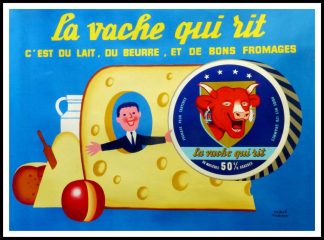 Affiche ancienne originale publicitaire - La Vache qui rit - Hervé MORVAN 1957