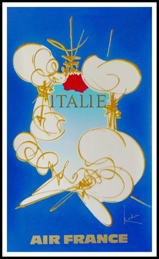 Affiche ancienne originale de voyage - Georges MATHIEU - Air France Italie - 1967