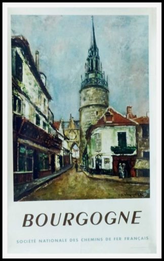 H. de WAROQUIER - La Bourgogne SNCF, 1949 affiche ancienne originale voyage