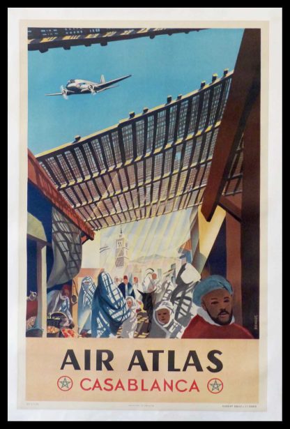 RENLUC -  Air ATLAS CASABLANCA, 1950, original vintage travel poster