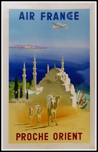 EVEN -  Air France Proche Orient, 1950, affiche ancienne originale de voyage