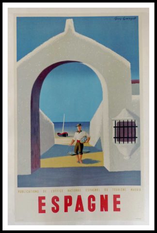 Guy GEORGET - ESPAGNE, pêcheur, 1950, Affiche ancienne originale de voyage