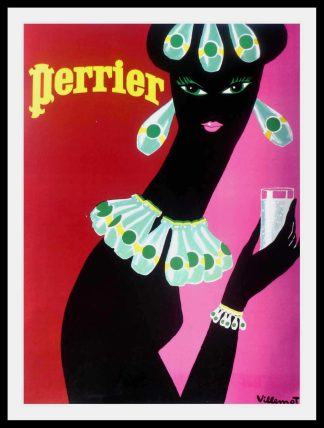 Bernard VILLEMOT - PERRIER - 1977 - Affiche ancienne originale publicitaire