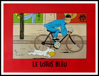 original vintage advertising poster - TINTIN, le lotus bleu, HERGE, circa 1980