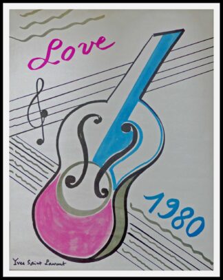 affiche ancienne originale Yves SAINT LAURENT :  LOVE - YSL - Haute couture, 1980