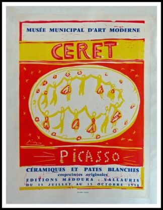 Affiche ancienne originale exposition - Musée Municipal d'Art Moderne CERET,1958, Pablo PICASSO