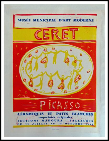 Affiche ancienne originale exposition - Musée Municipal d'Art Moderne CERET,1958, Pablo PICASSO