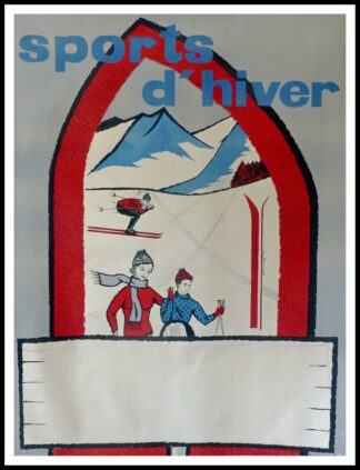 Affiche ancienne originale ski - Sport d'hiver - R. CROUZET circa 1950