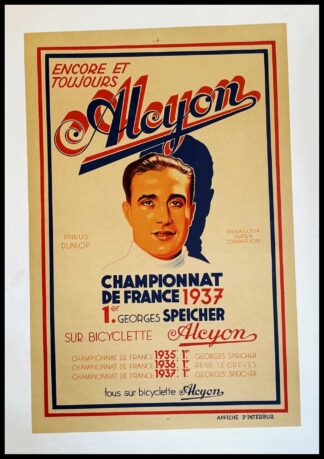 Affiche ancienne originale sport - course cycliste - Tour de France - ALCYON Georges SPEICHER - 1937