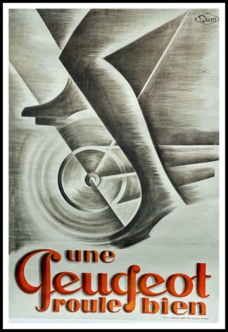 affiche ancienne originale cycle, Une Peugeot roule bien, DAM, circa 1930