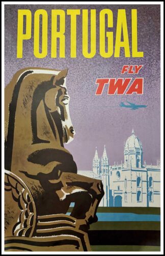 David KLEIN - FLY TWA PORTUGAL, David KLEIN, affiche ancienne originale de voyage 1960
