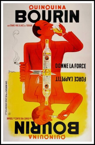 BELLENGER, original vintage advertising poster, Bourin Quinquina donna la force et force l'appétit, 1936