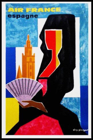 Affiche ancienne originale de voyage - Air France Europe, Espagne, 1962