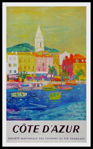 Affiche ancienne originale voyage - Côte d'Azur port de Saint Tropez - Roger BEZOMBES 1965