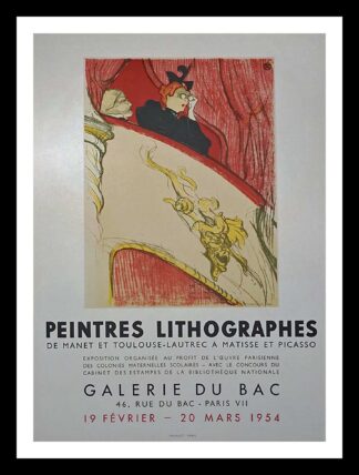original vintage exhibition poster - Galerie du Bac, Toulouse Lautrec, Mourlot 1954