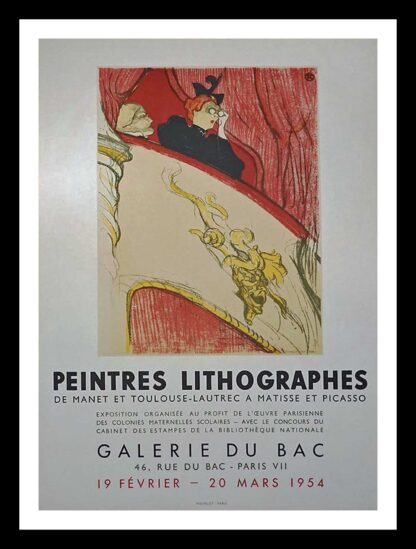 original vintage exhibition poster - Galerie du Bac, Toulouse Lautrec, Mourlot 1954