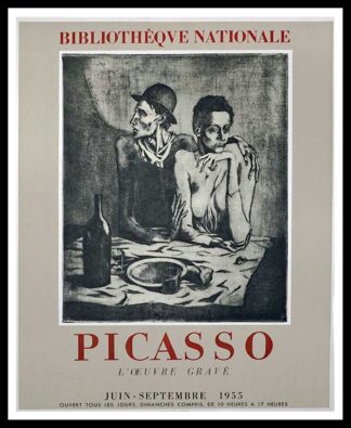 PICASSO affiche originale exposition - Bibliothèque Nationale,  Mourlot 1955