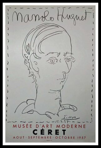 PICASSO affiche originale exposition - Manolo HUGUET, Musée d'Art Moderne Céret, Mourlot 1957