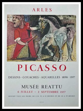 PICASSO affiche ancienne originale exposition - Dessins Gouaches Aquarelles, Musée REATTU Arles, Mourlot 1957