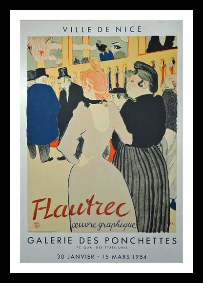 Toulouse Lautrec (after) original vintage exhibition poster - Ville de Nice, Galerie des Ponchettes, Mourlot 1954