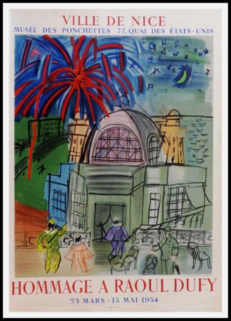Raoul DUFY affiche ancienne originale exposition - Mourlot - Musée des Ponchettes NICE 1954