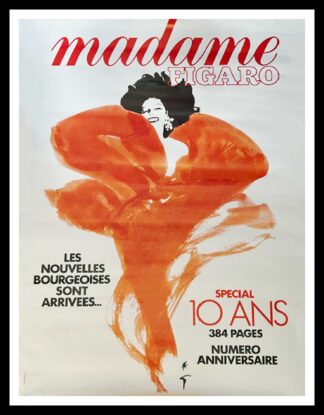 affiche ancienne originale publicitaire - Couverture Madame FIGARO - René GRUAU circa 1980