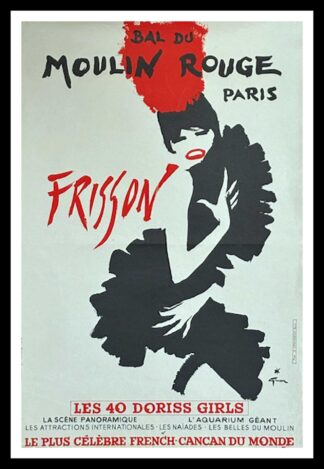affiche ancienne originale publicitaire - Bal du Moulin Rouge - Frisson French Cancan - René GRUAU circa 1980