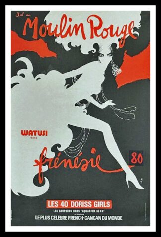 affiche ancienne originale publicitaire - Bal du Moulin Rouge - Frénésie - René GRUAU circa 1980