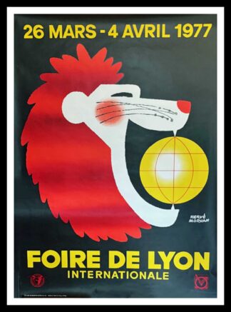 affiche ancienne originale publicitaire - Foire de Lyon Internationale 26 mars au 4 avril 1977 - Hervé MORVAN