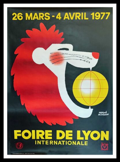 affiche ancienne originale publicitaire - Foire de Lyon Internationale 26 mars au 4 avril 1977 - Hervé MORVAN