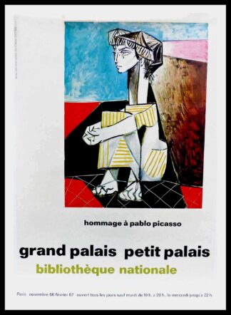 affiche ancienne originale publicitaire - Grand Palais, Petit Palais - Hommage à Pablo PICASSO 1966