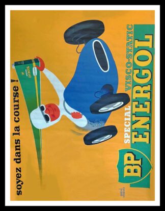 affiche ancienne originale publicitaire - BP ENERGOL Soyez dans la course - Hervé MORVAN circa 1950