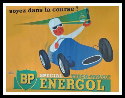 affiche ancienne originale publicitaire - BP ENERGOL Soyez dans la course - Hervé MORVAN circa 1950 – Image 2