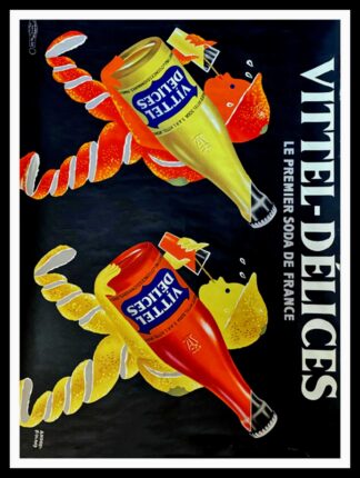 affiche ancienne originale publicitaire - Vittel Délices le premier soda en France - André ROLAND circa 1950