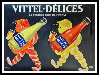 affiche ancienne originale publicitaire - Vittel Délices le premier soda en France - André ROLAND circa 1950 – Image 2