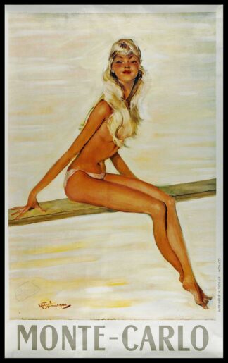 DOMERGUE affiche ancienne originale de voyage - Monte Carlo - Brigitte Bardot 1949