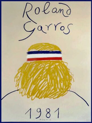 Edouardo ARROYO :  affiche ancienne originale tennis - Roland GARROS, Björn Borg, 1981