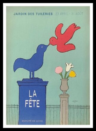 Raymond SAVIGNAC original vintage poster, Jardin des Tuileries, la fête qualité de la vie, 1976