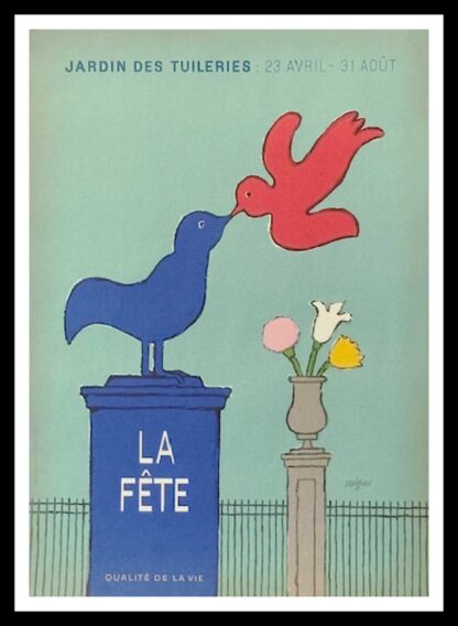 Raymond SAVIGNAC original vintage poster, Jardin des Tuileries, la fête qualité de la vie, 1976
