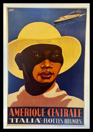 CENNI affiche originale de voyage, Amérique Centrale Italia Flottes Réunis, 1928