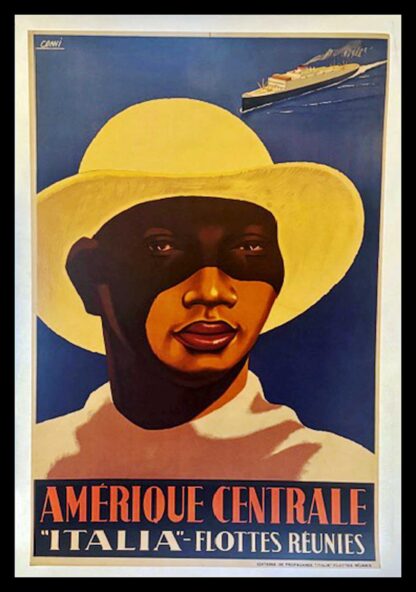 CENNI affiche originale de voyage, Amérique Centrale Italia Flottes Réunis, 1928