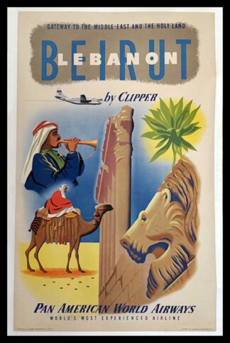 Anonyme : BEIRUTH LEBANON, Pan American World Airways, original vintage travel poster 1951