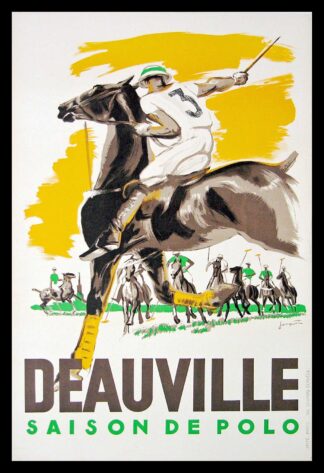 JACQUET :  DEAUVILLE saison de Polo, affiche ancienne originale sport circa 1930