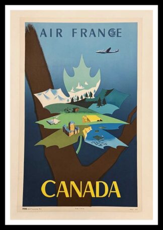 NABRIN Jean-Marie : Air France CANADA, affiche ancienne originale de voyage 1951
