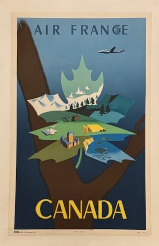 NABRIN Jean-Marie : Air France CANADA, affiche ancienne originale de voyage 1951